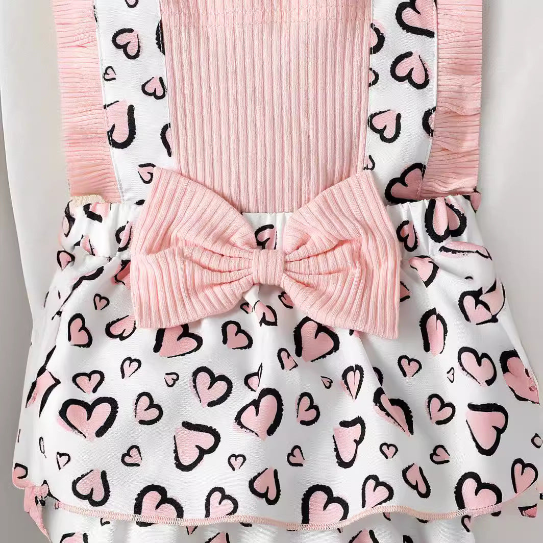 Pink & White Floral Print Layered Cotton Fit & Flare Dress