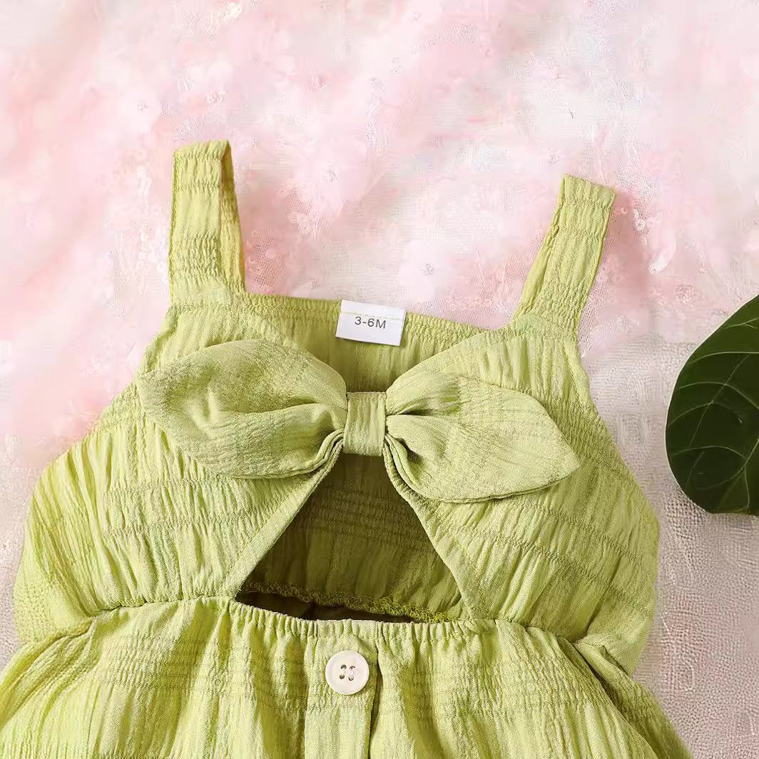 Girls Cut-Outs Cotton A-Line Fit & Flare Dress With Head Band