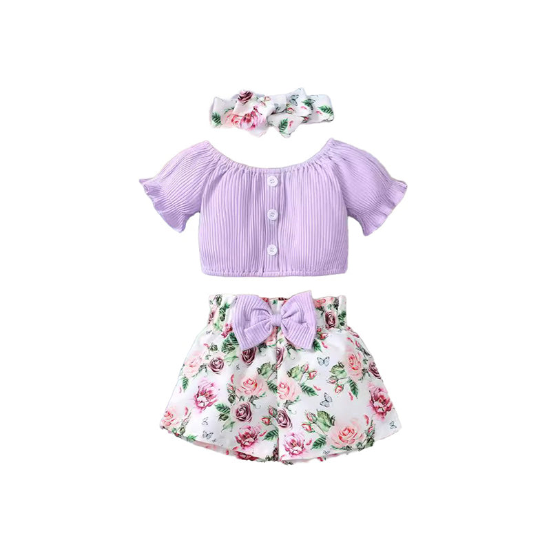 Girls Printed Short Sleeves Top with Shorts