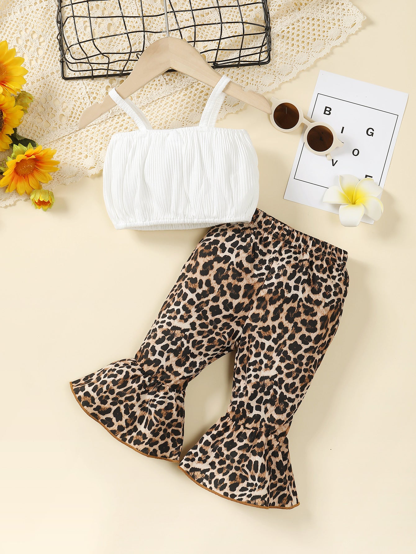 Girls Brown & Black Animal Printed Pure Cotton Top with Palazzos