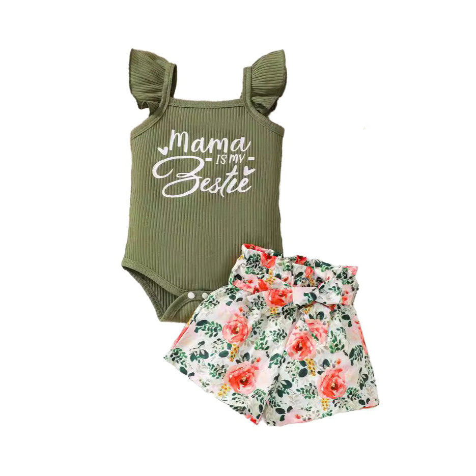 Girls Printed Square Neck Pure Cotton Leotard With Shorts