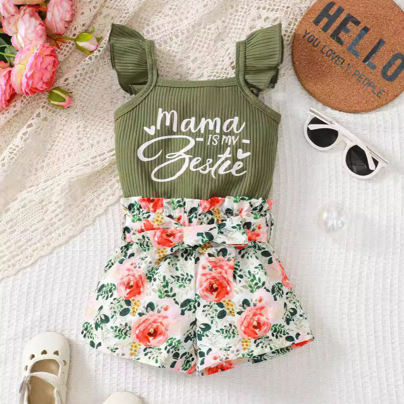 Girls Printed Square Neck Pure Cotton Leotard With Shorts