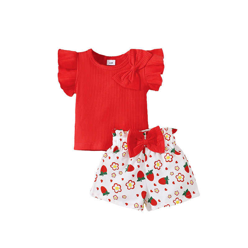 Girls Striped Pure Cotton Top With Short