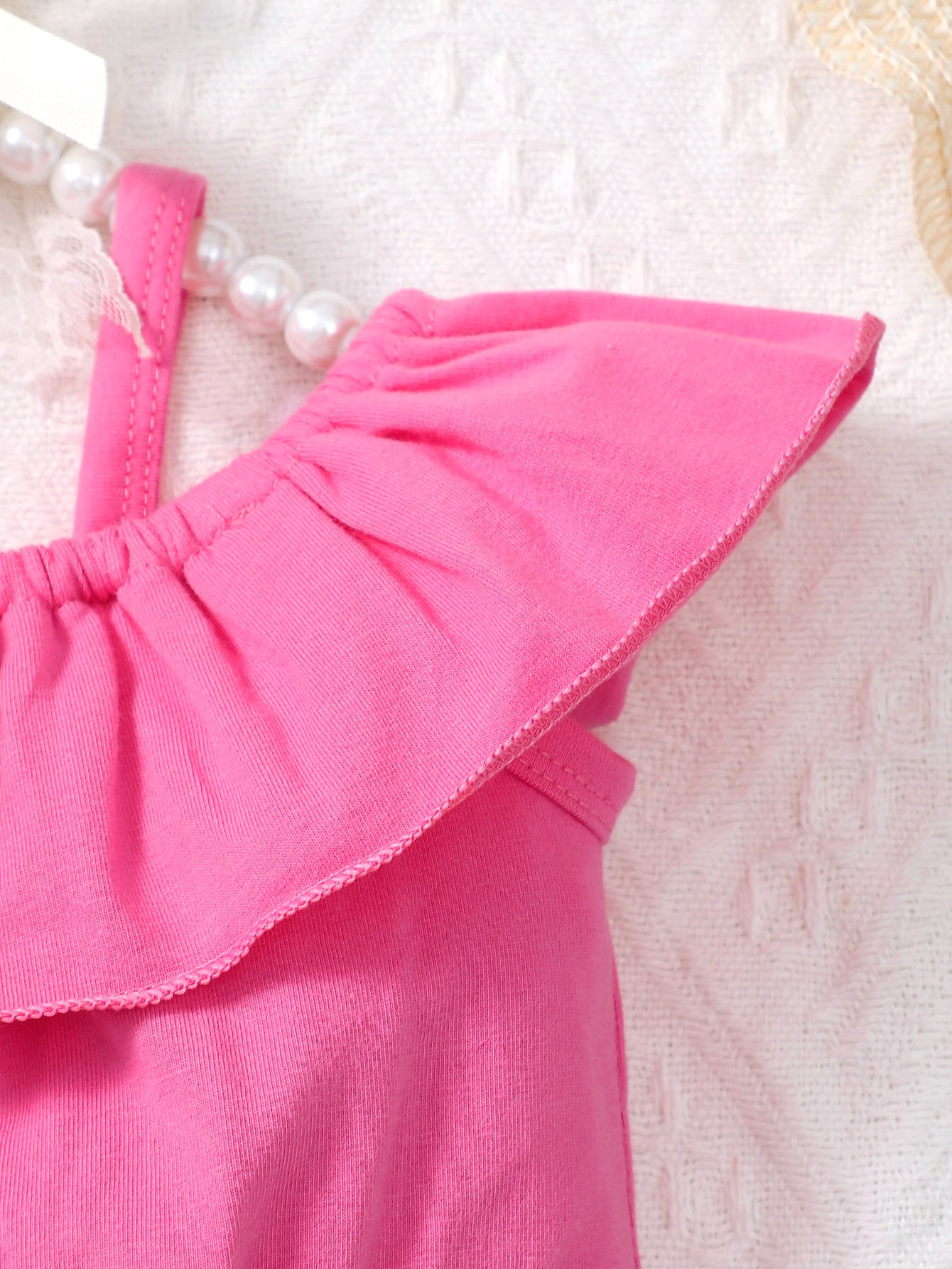 Girls Off-Shoulder Pure Cotton Top with Shorts