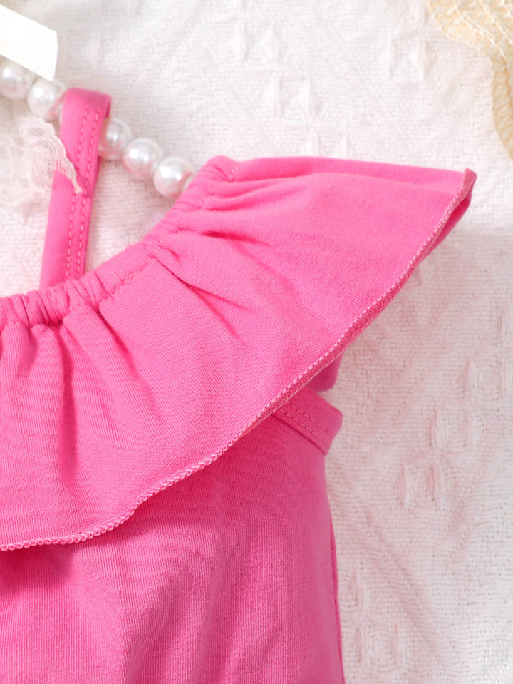 Girls Off-Shoulder Pure Cotton Top with Shorts