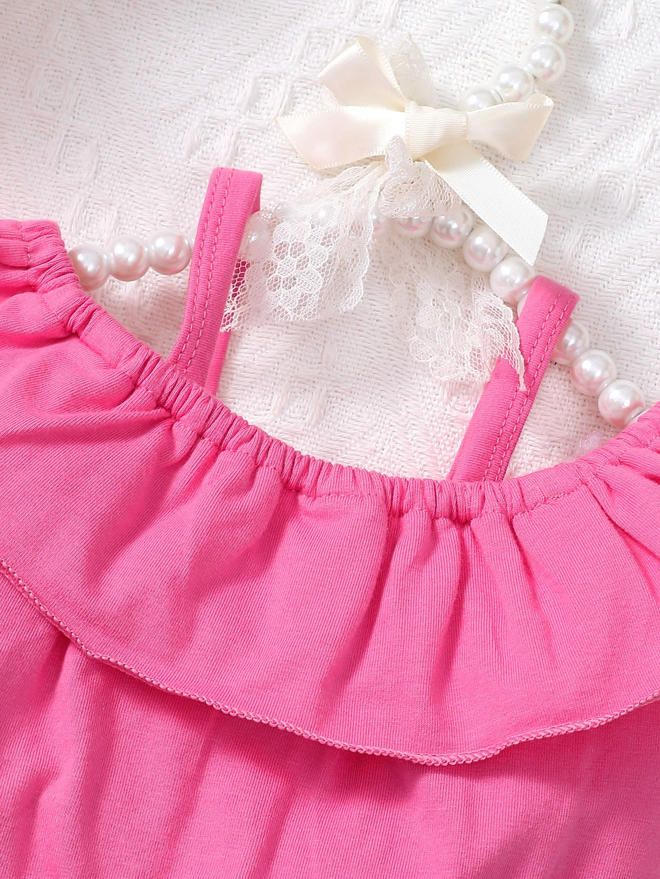 Girls Off-Shoulder Pure Cotton Top with Shorts
