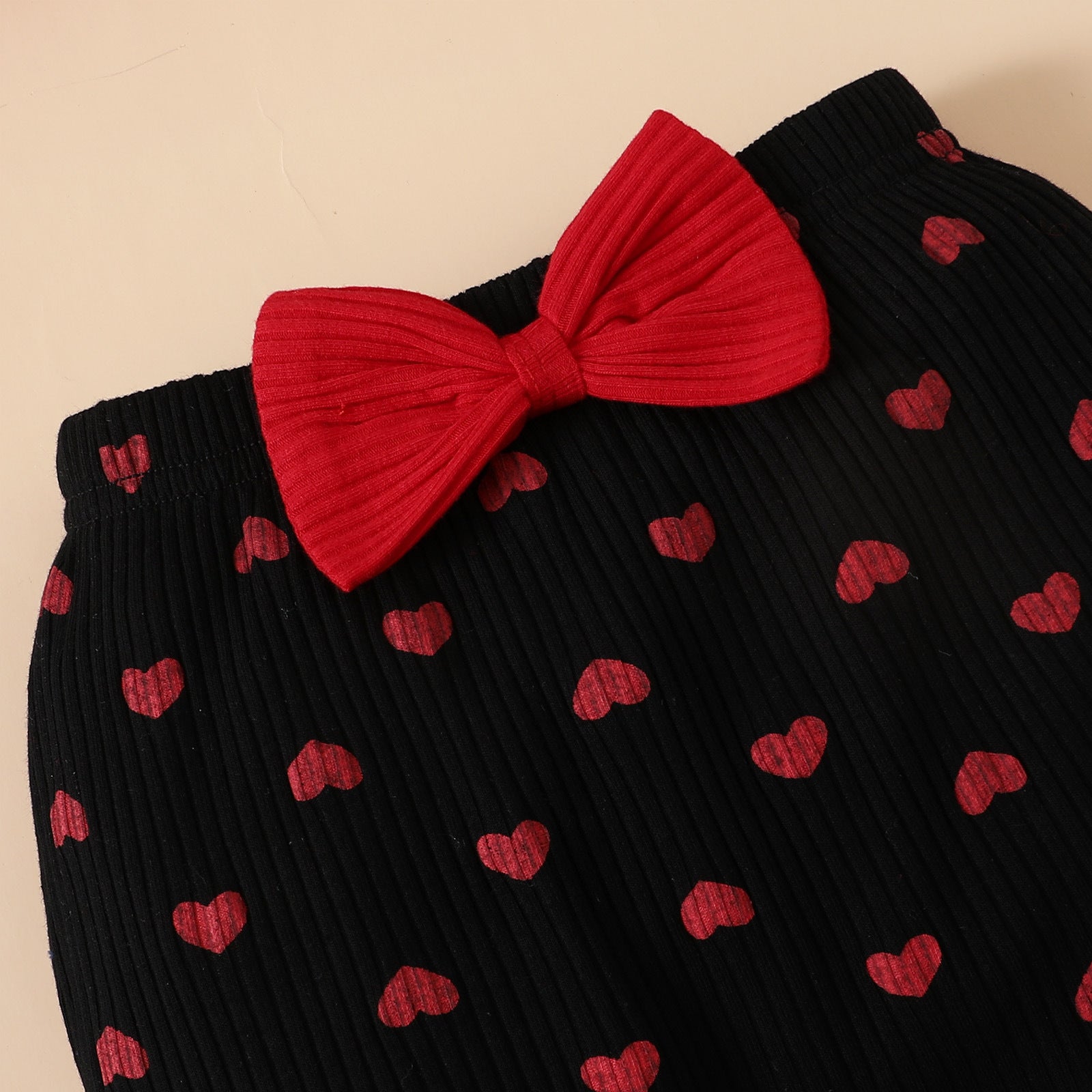 Girls Red & Black Pure Cotton Top With Trouser