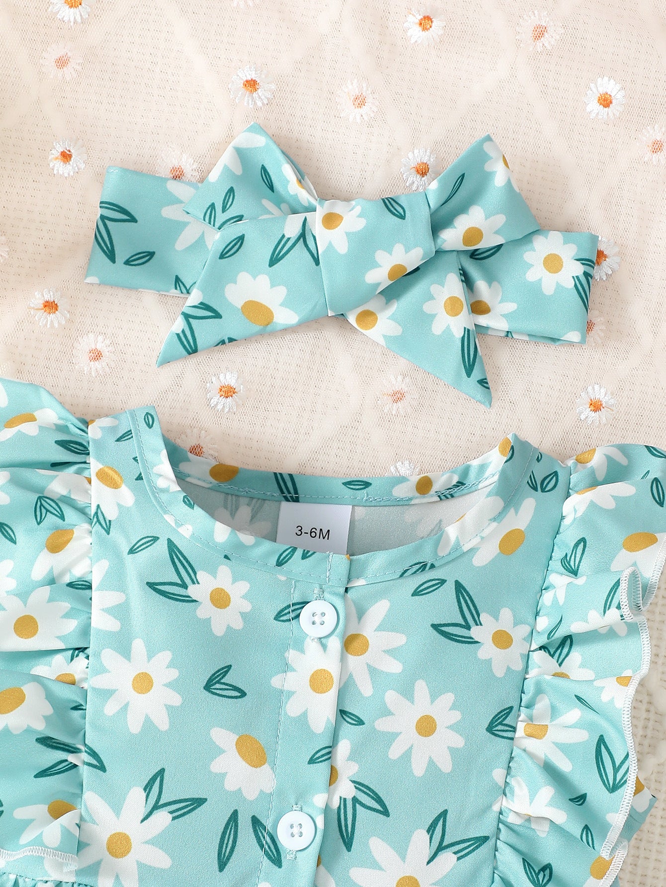 Girls Blue & White Floral Print Round Neck Maxi Dress