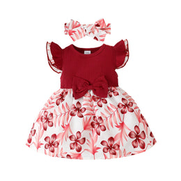 Floral Print Flutter Sleeve Fit & Flare Dress