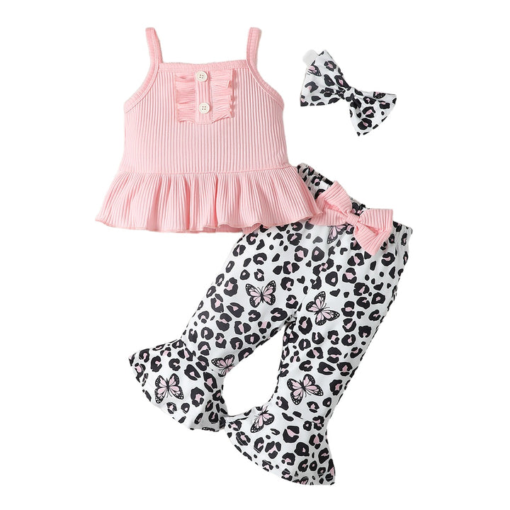 Girls Pink & Black Top with Leggings