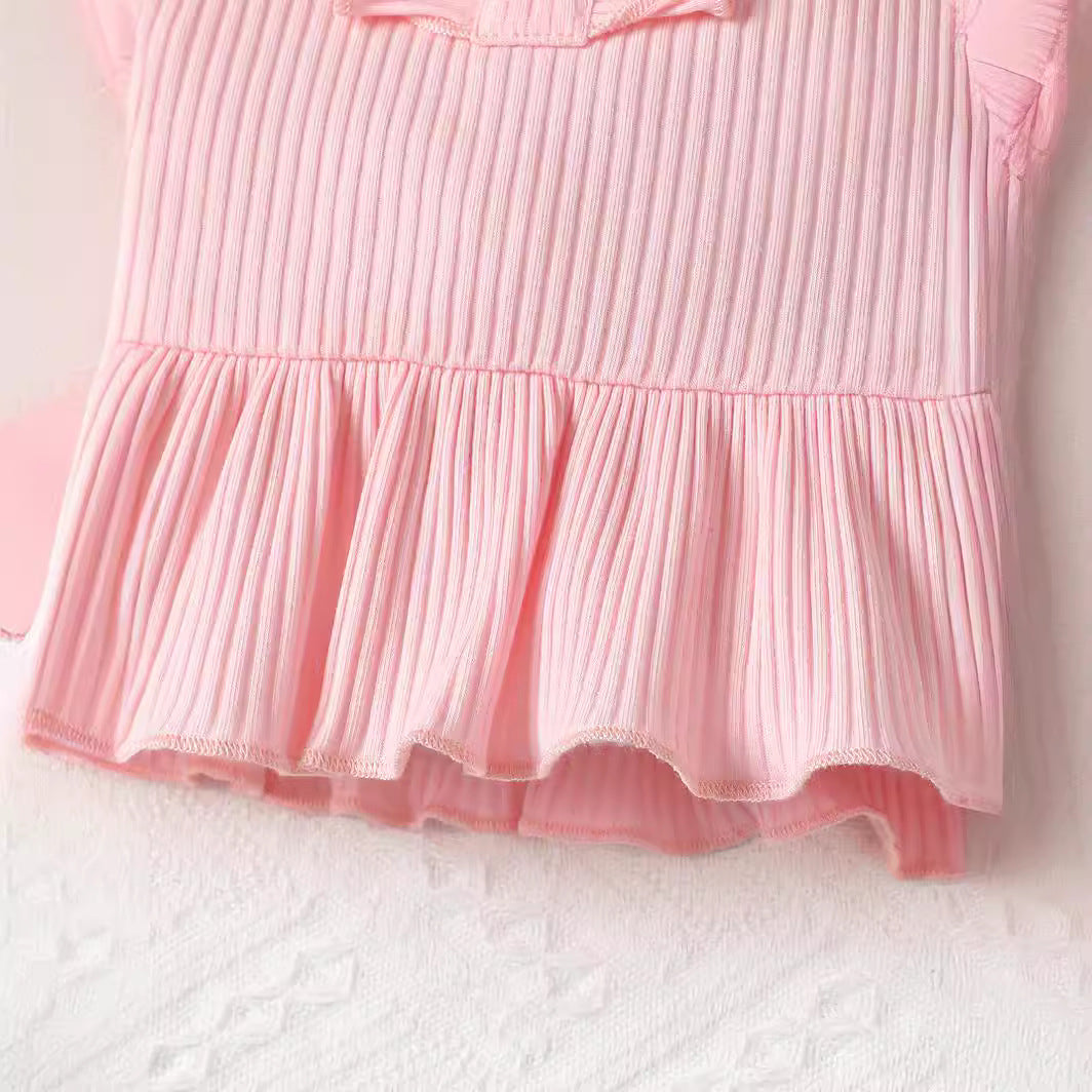 Girls Pink & Black Top with Leggings