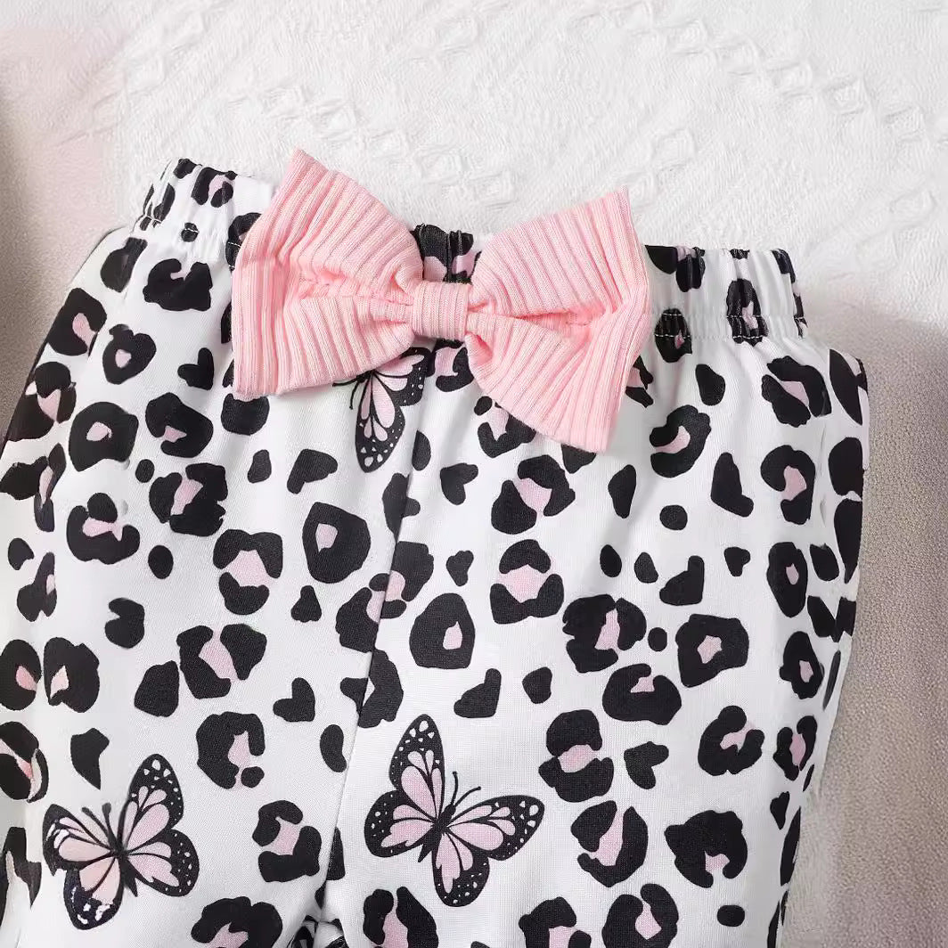 Girls Pink & Black Top with Leggings