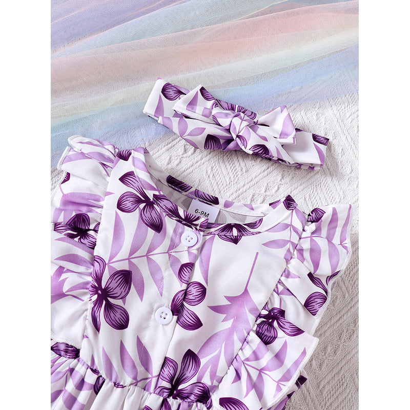 Girls Floral Print Fit & Flare Dress
