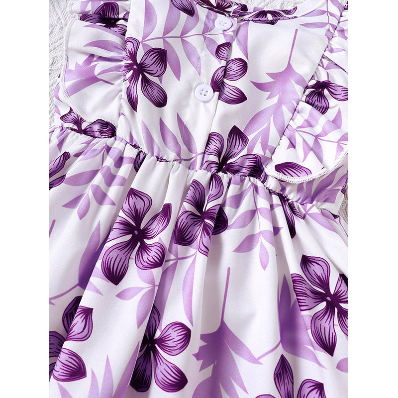 Girls Floral Print Fit & Flare Dress