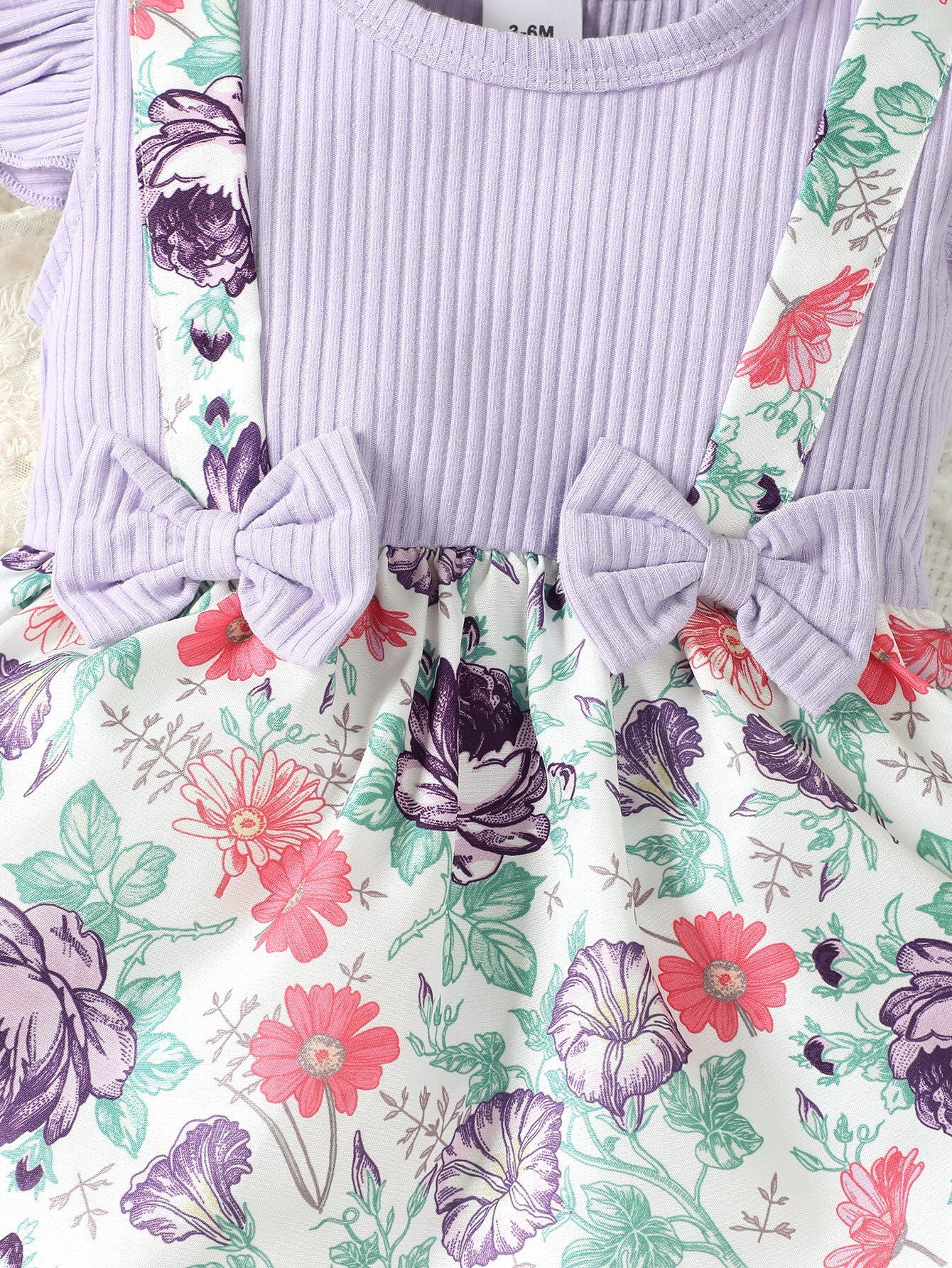 Girls Floral Print Flutter Sleeve Fit & Flare Dress
