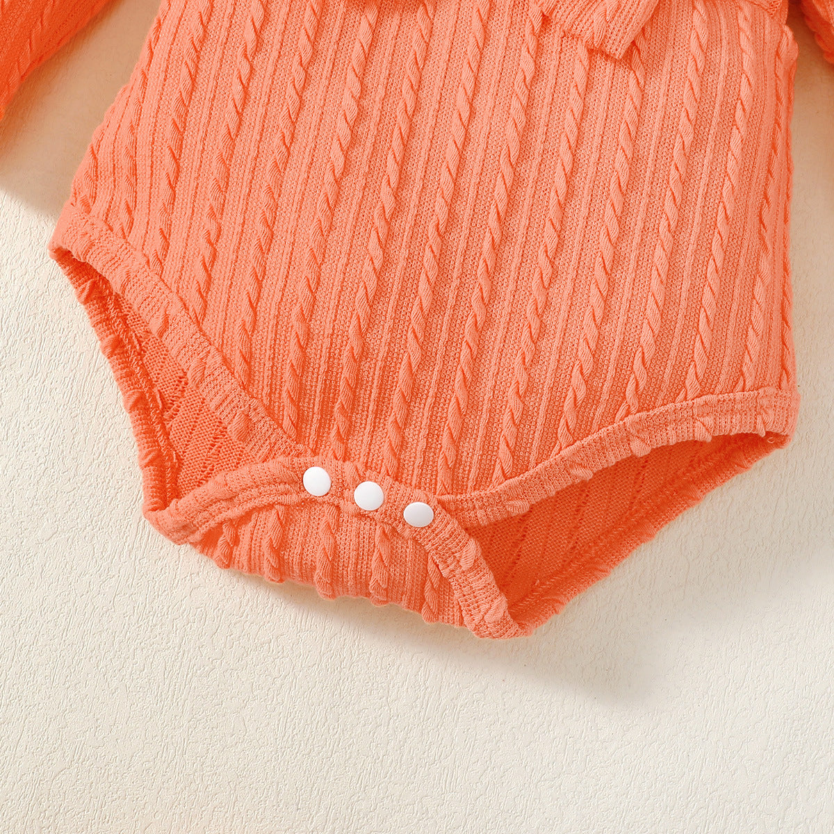 infant Girls Orange Self Design Bodysuit with Pyjamas and Headband