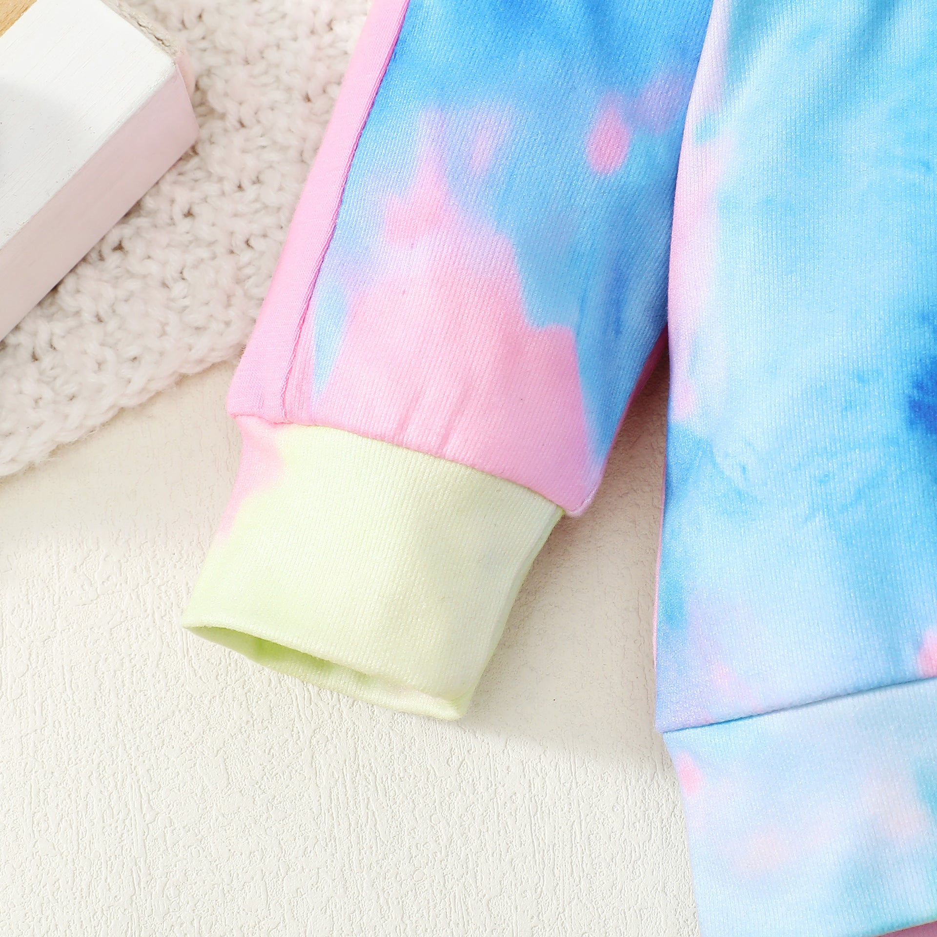 Girls Blue & Pink Dyed Sweatshirt With Pyjamas