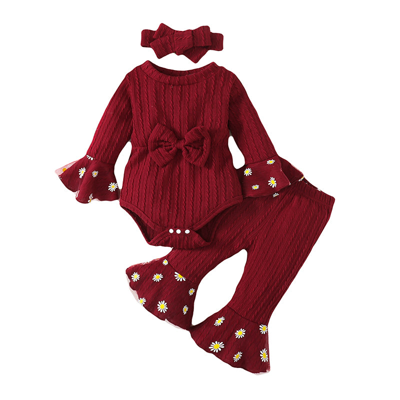 Girls Maroon & White Self Design Top with Palazzos