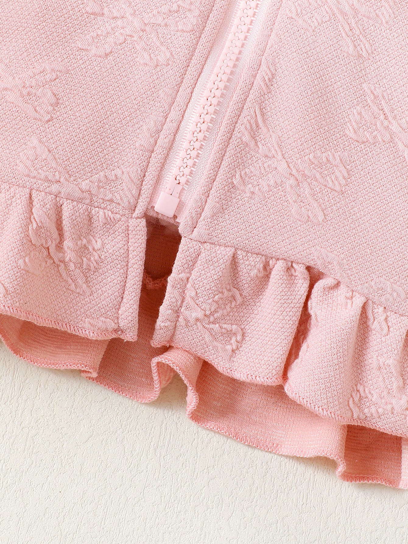 Girls Pink Self Designed Top With Trousers
