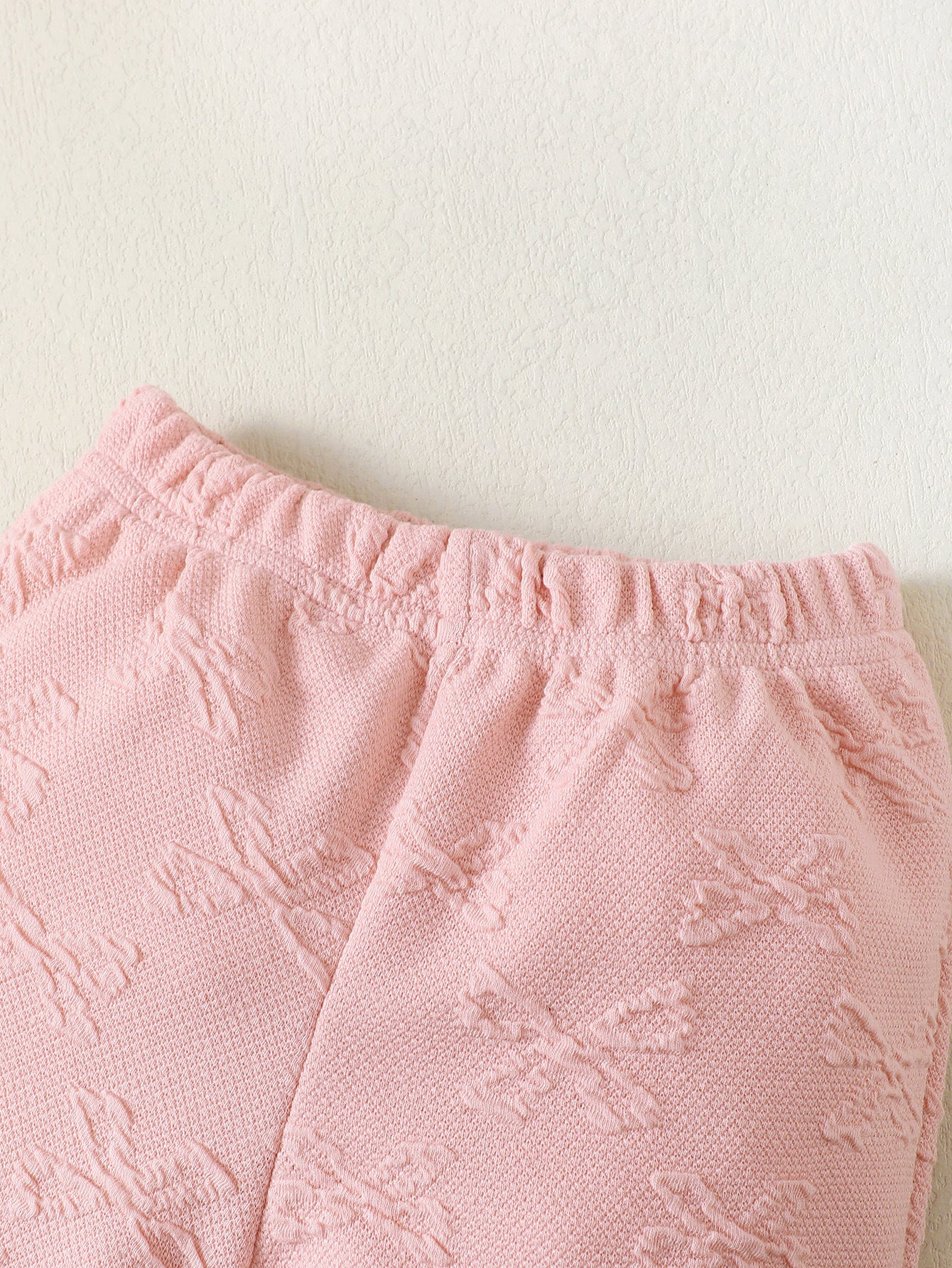 Girls Pink Self Designed Top With Trousers