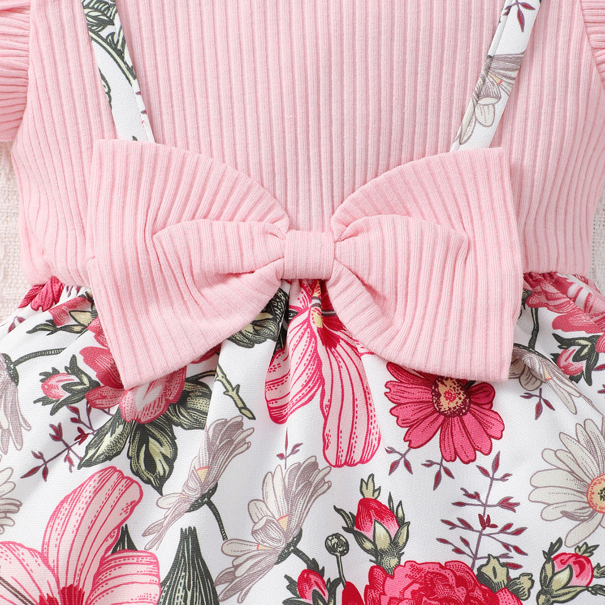Girls Floral Printed Flutter Sleeves Fit & Flare Dress With Hairband