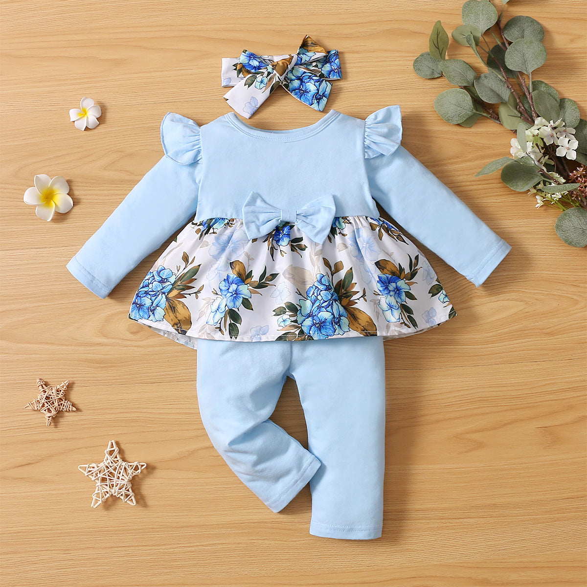 Girls Printed Pure Cotton Top With Legging
