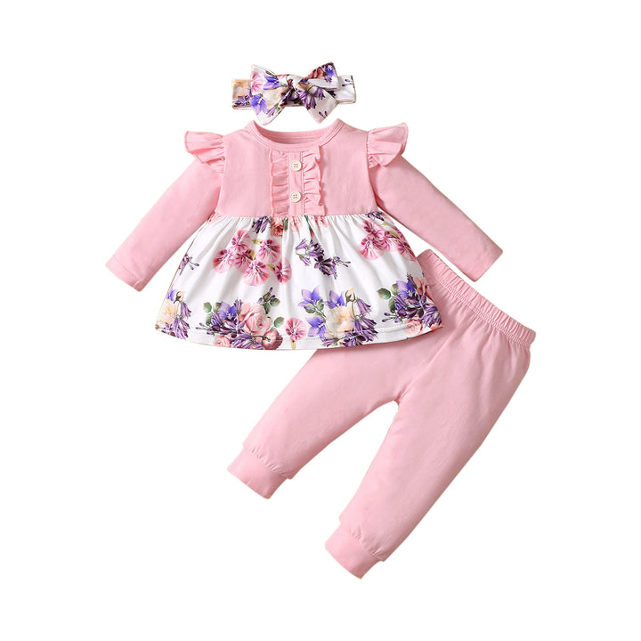 Girls Pink & White Printed Pure Cotton Top with Trouser