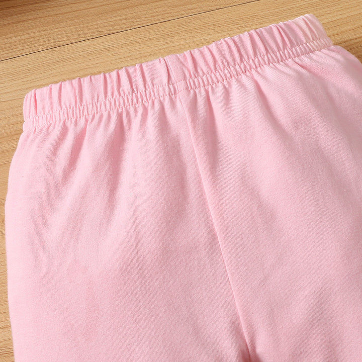 Girls Pink & White Printed Pure Cotton Top with Trouser