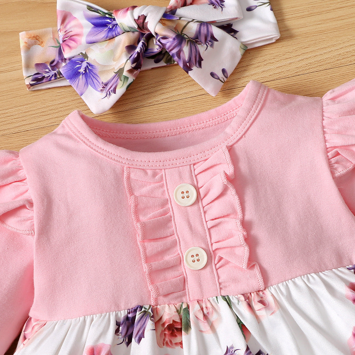 Girls Pink & White Printed Pure Cotton Top with Trouser