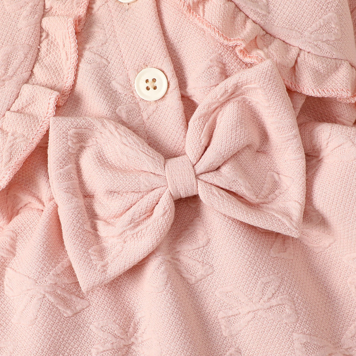 Girls Pink Self Designed Cotton A-Line Dress