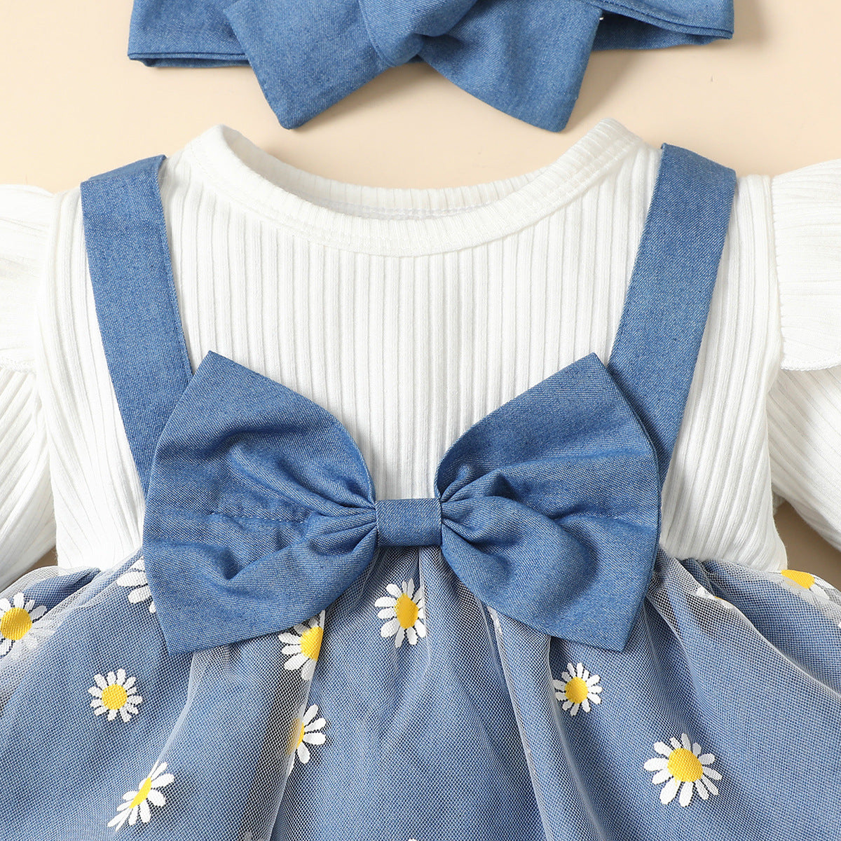 Girls Blue Printed Pure Cotton Clothing Set