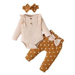 Infant Girls Beige & Mustard Leotard with Pyjamas
