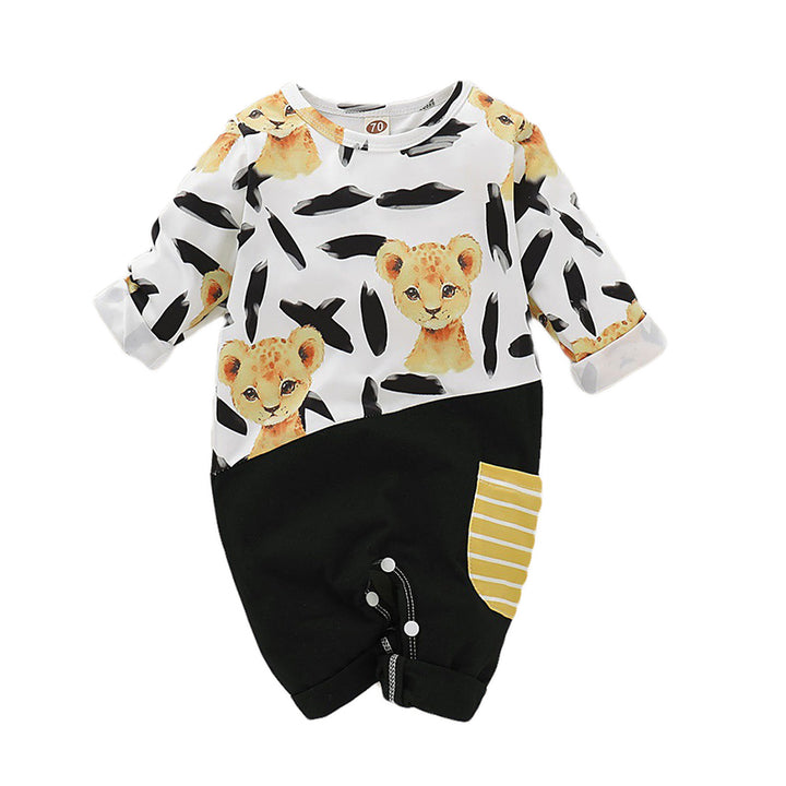 Infants Boys Black Printed Rompers