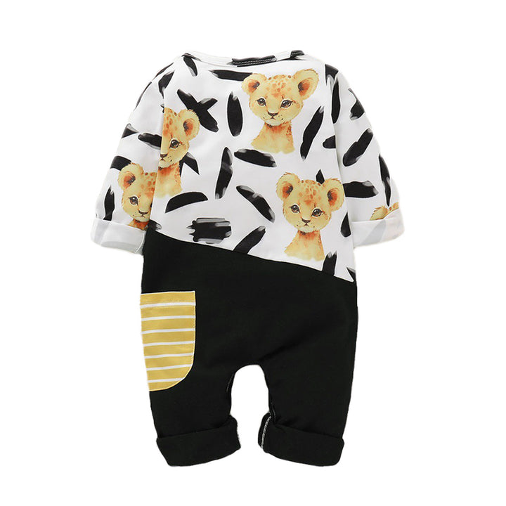 Infants Boys Black Printed Rompers