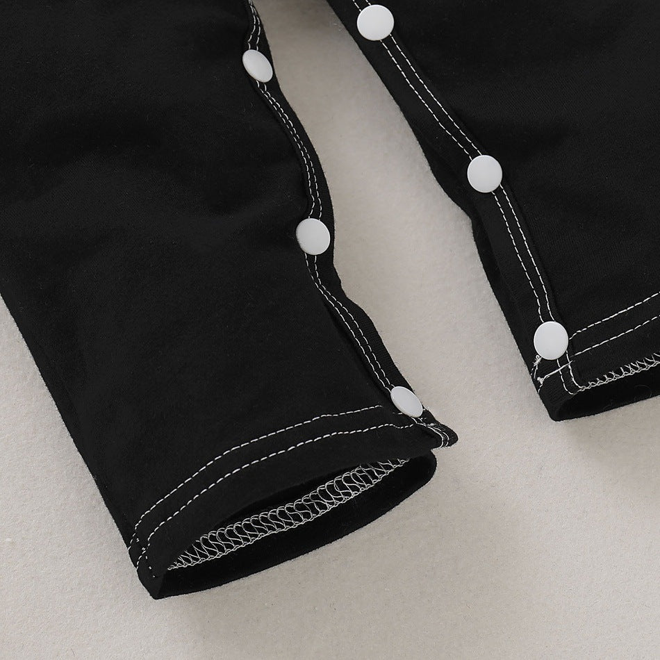 Infants Boys Black Printed Rompers