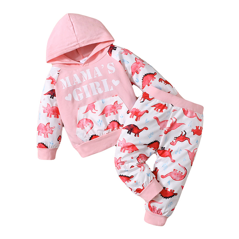 Girls Pink & White Printed Top With Pyjamas