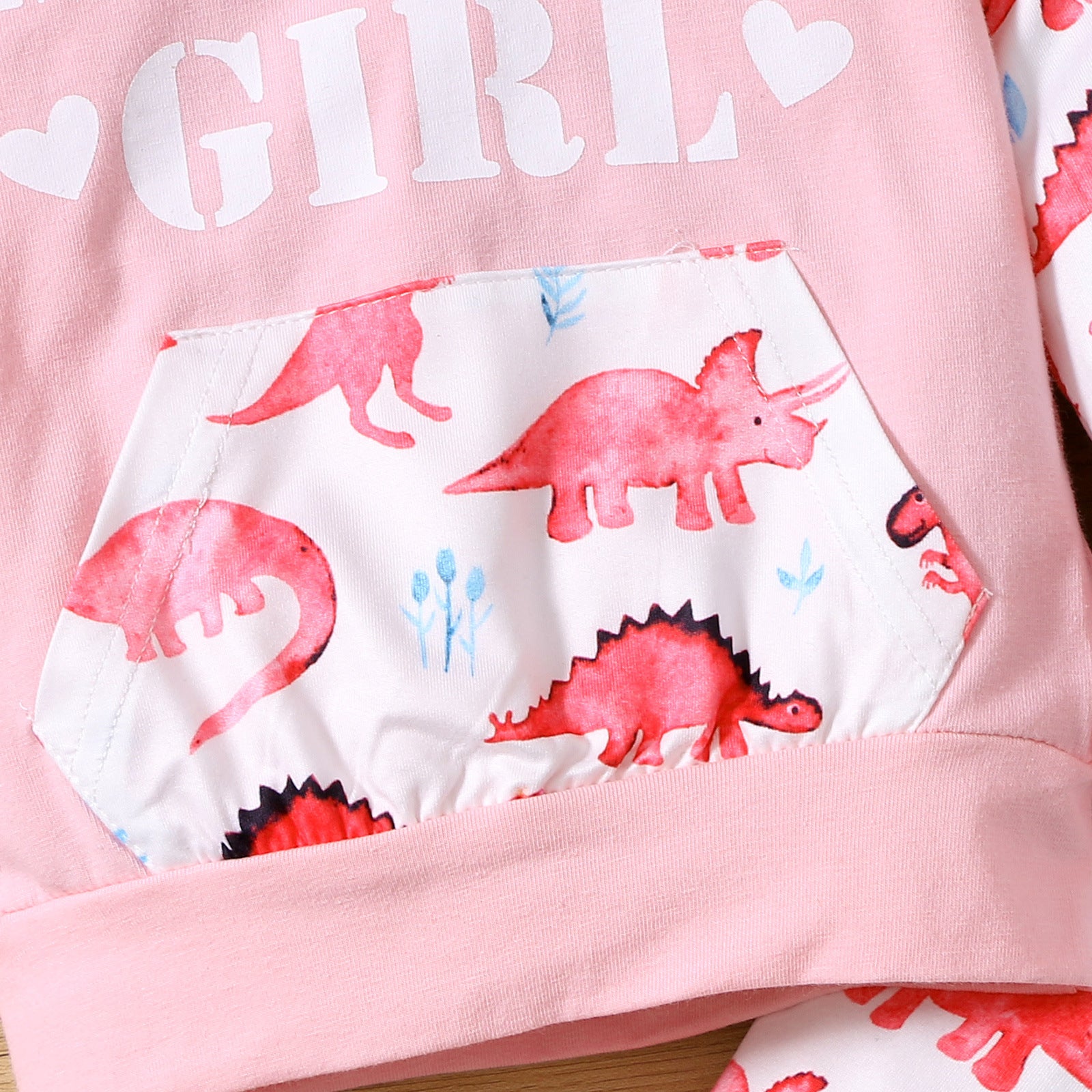 Girls Pink & White Printed Top With Pyjamas