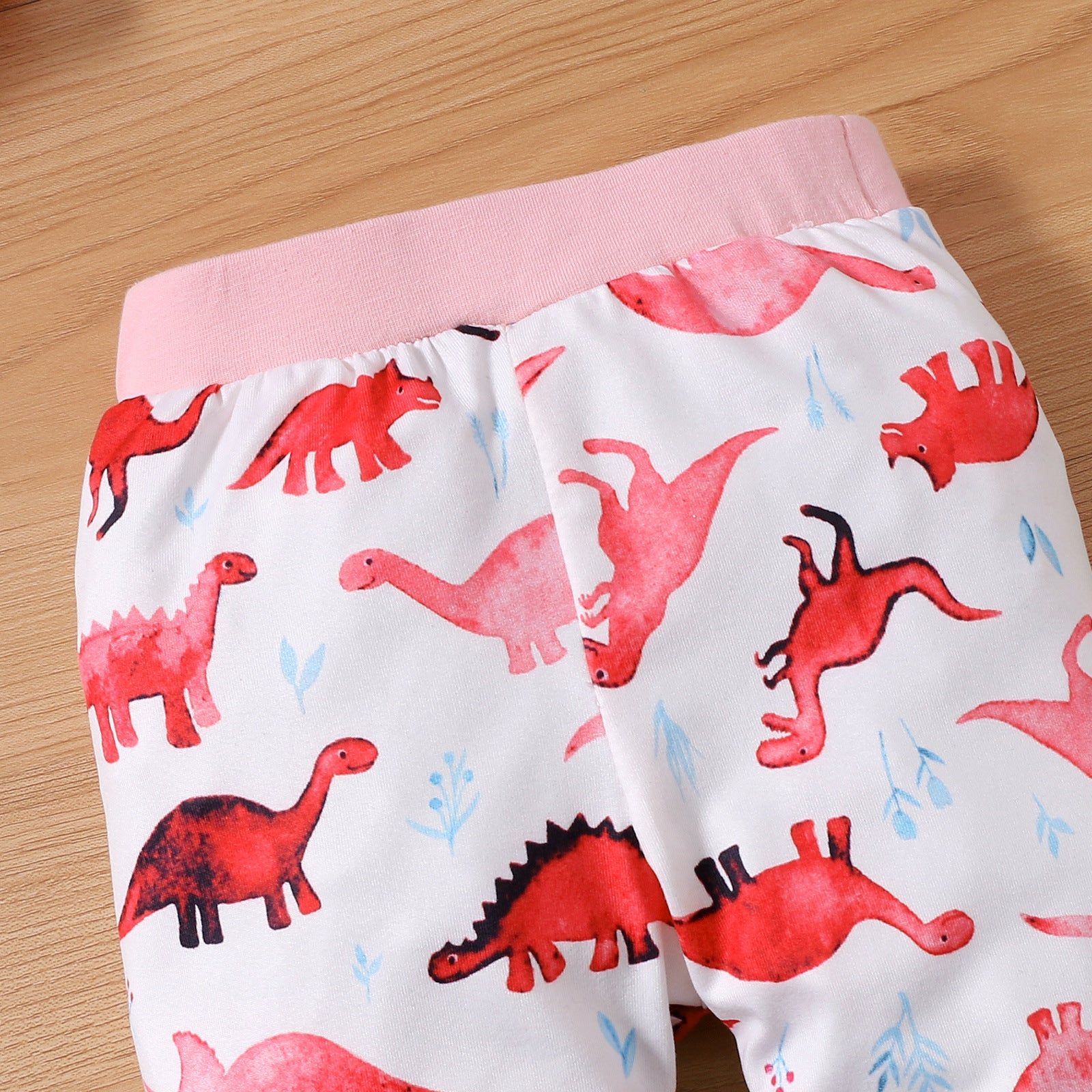 Girls Pink & White Printed Top With Pyjamas