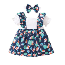 Girls Floral Print A-Line Dress