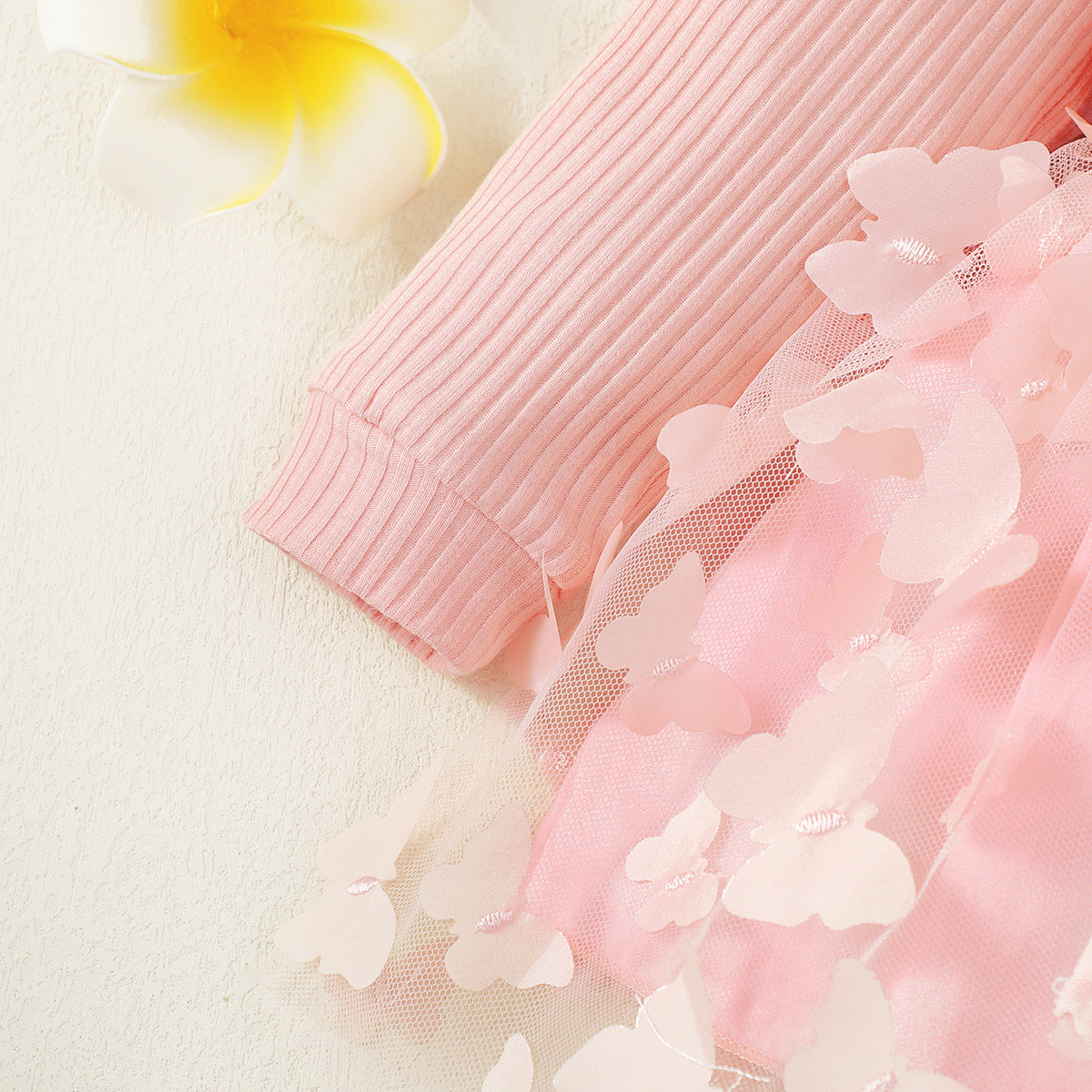 Girls Pink Self Design Cotton Fit & Flare Dress