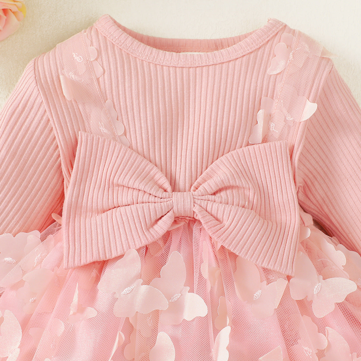 Girls Pink Self Design Cotton Fit & Flare Dress