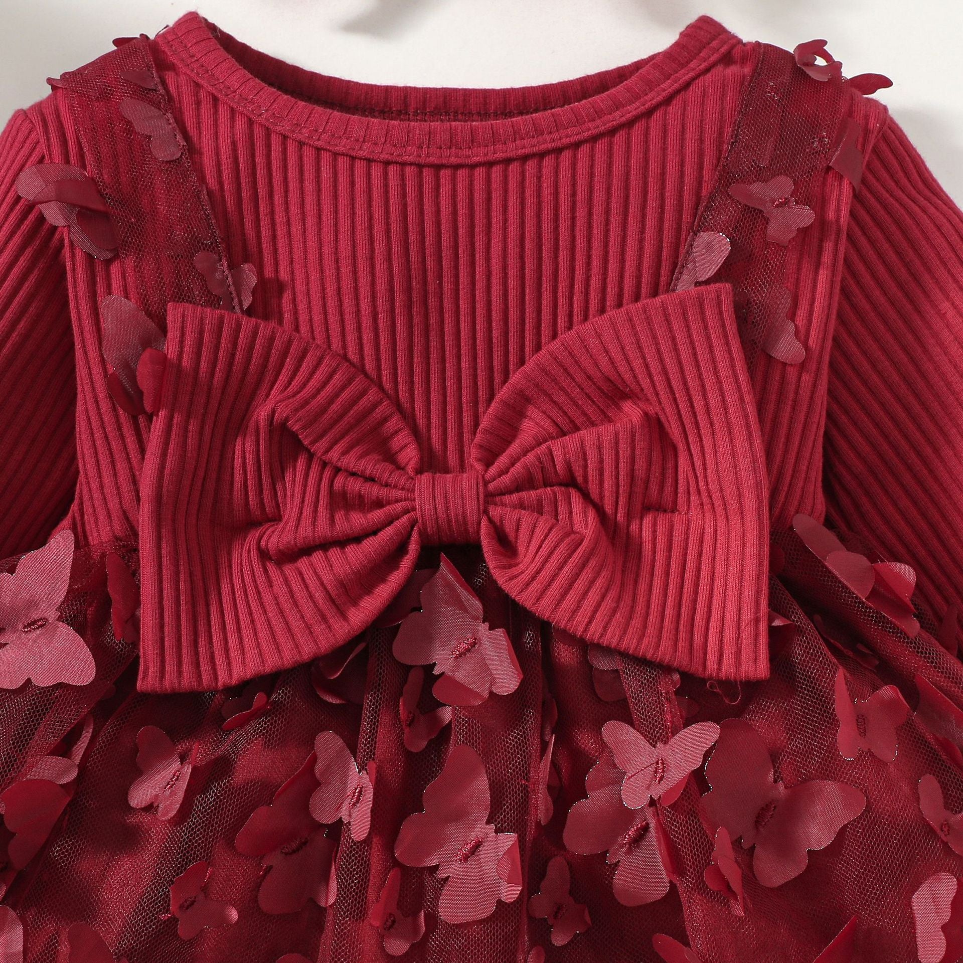 Maroon Infant Girls Floral Self Design Fit & Flare Cotton Dress With Headband