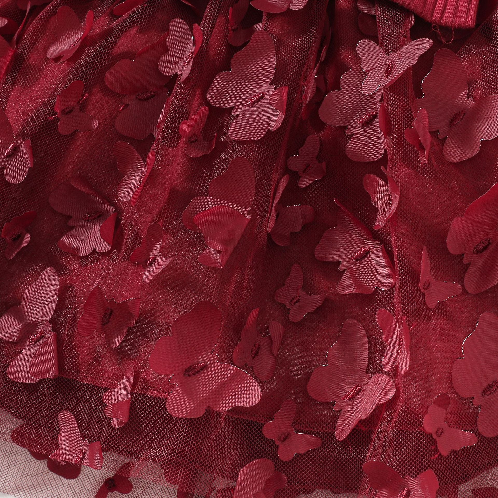 Maroon Infant Girls Floral Self Design Fit & Flare Cotton Dress With Headband