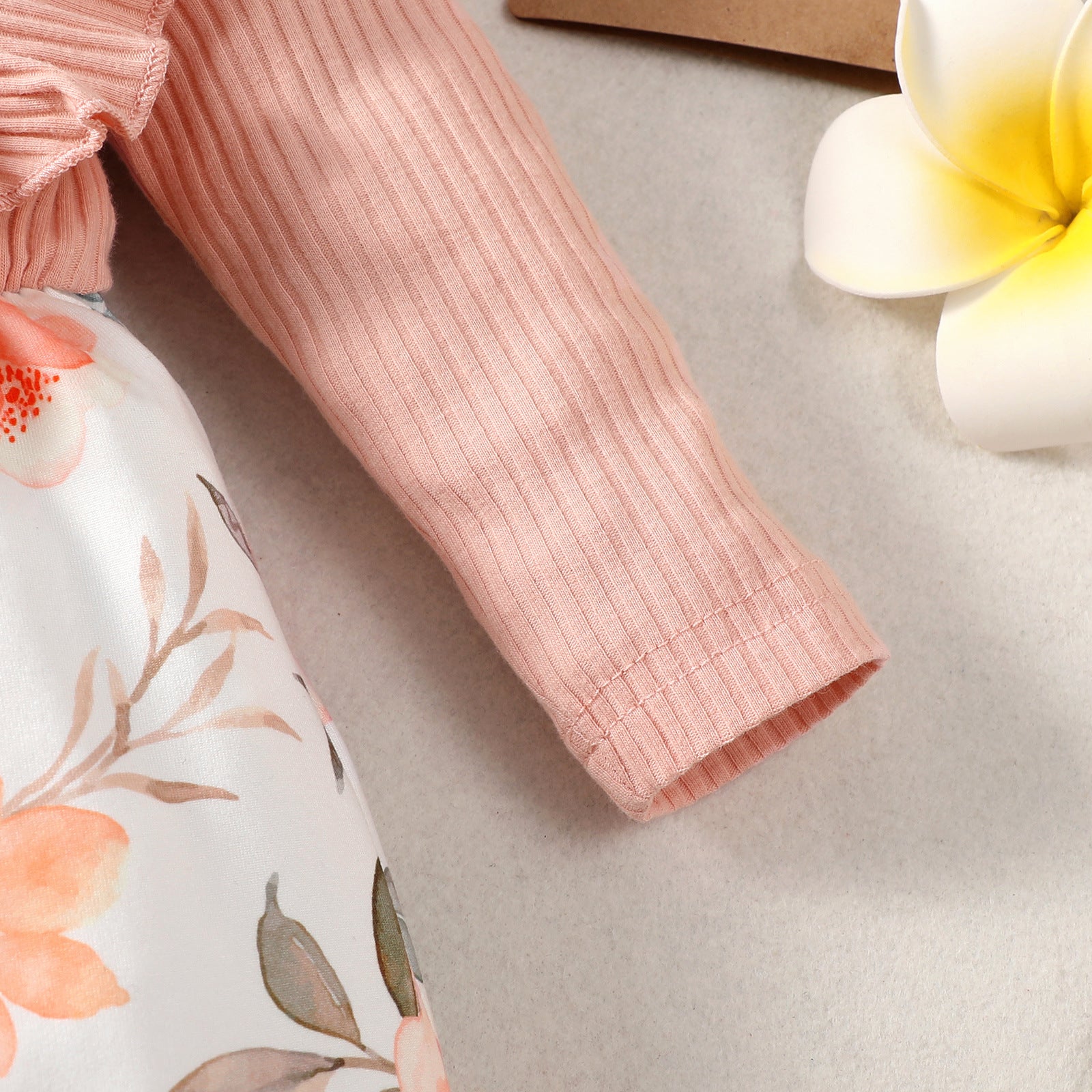 Infant Girls Peach-Coloured Printed Cotton Rompers