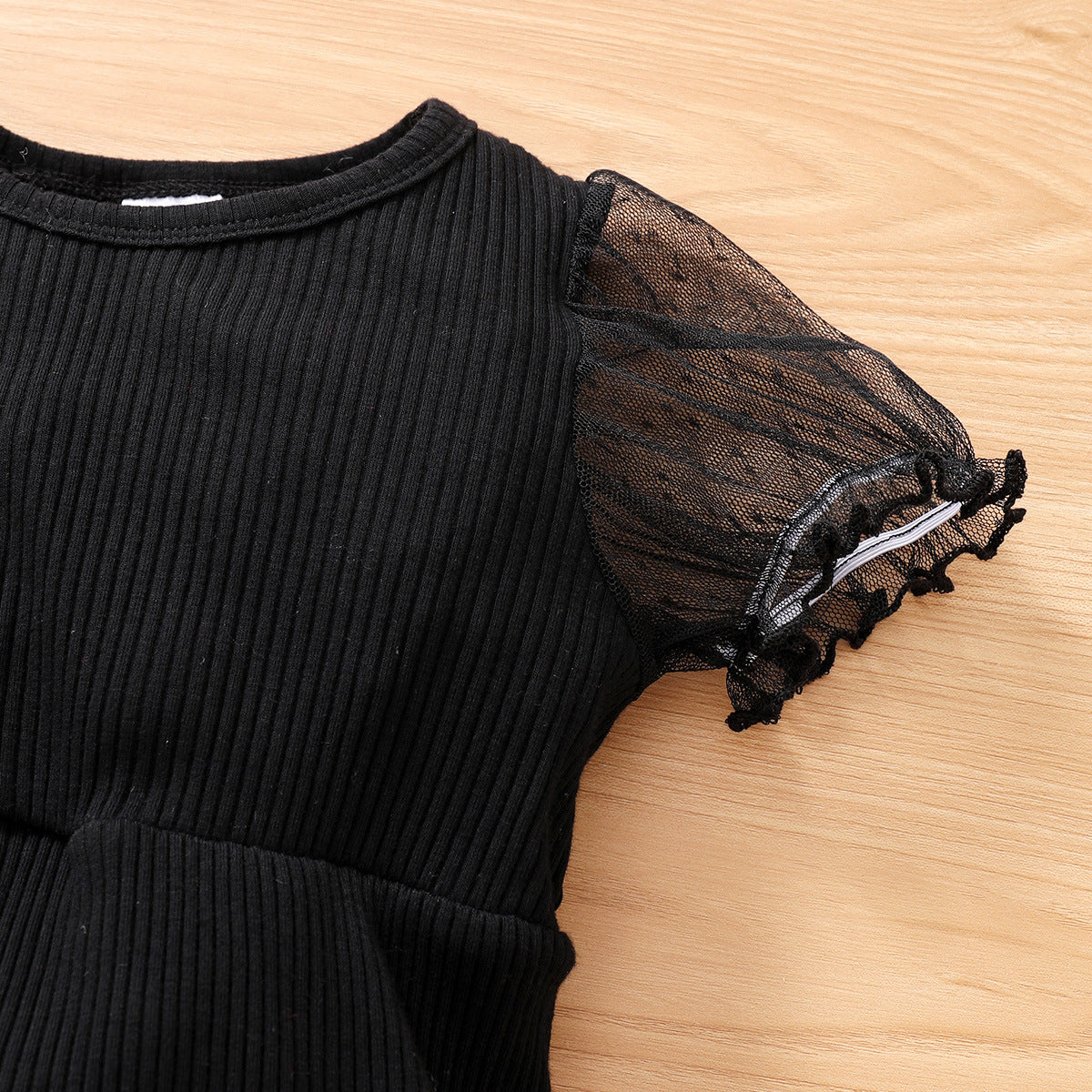 Infant Girls Black Round Neck Romper