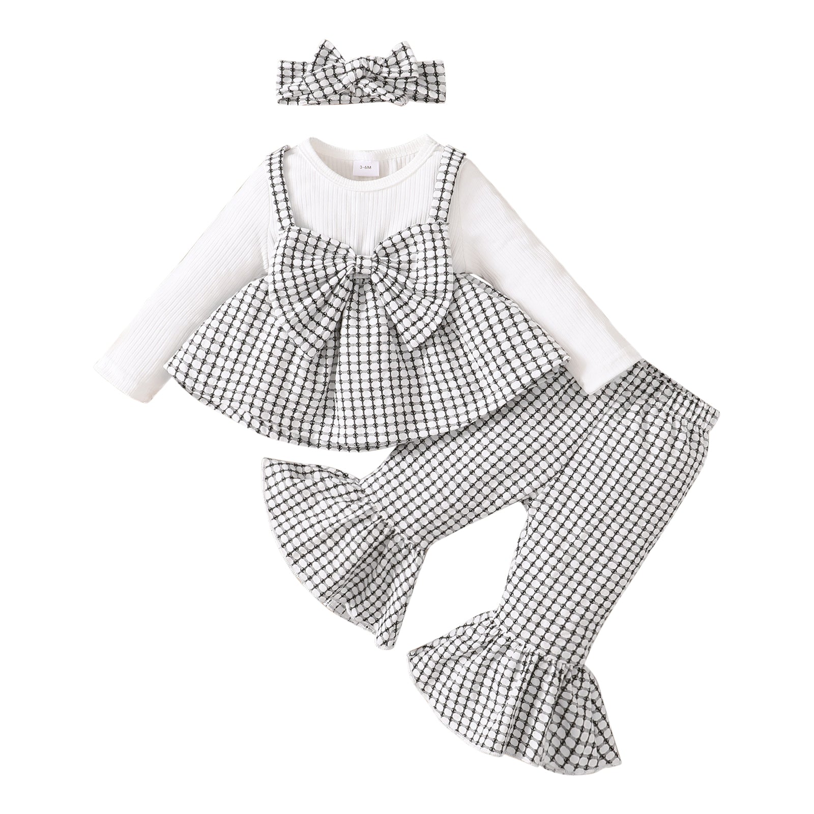 Infant Girls White & Black Checked Top with Trousers