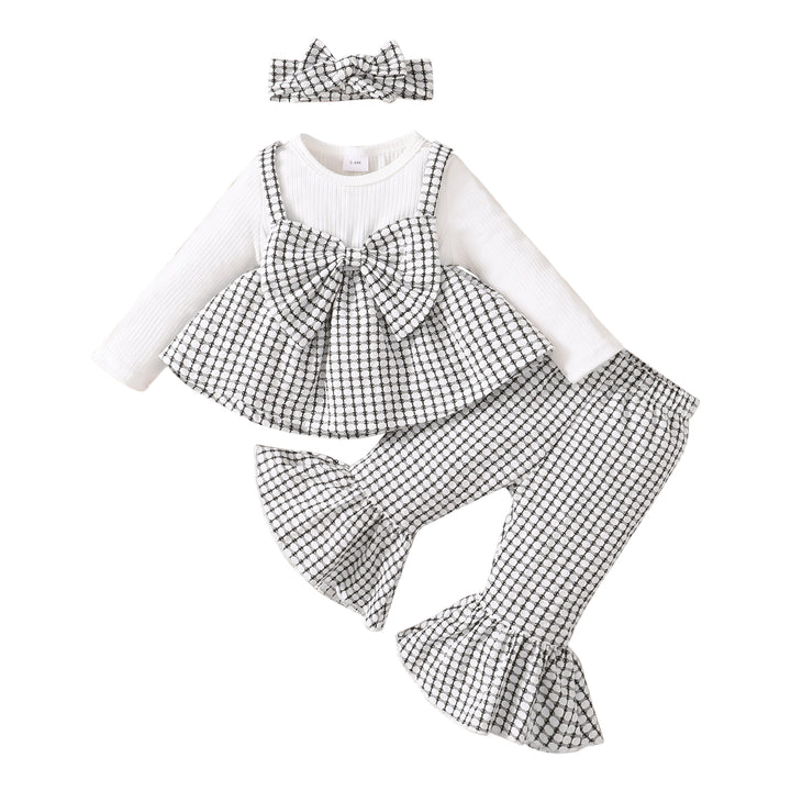 Infant Girls White & Black Checked Top with Trousers
