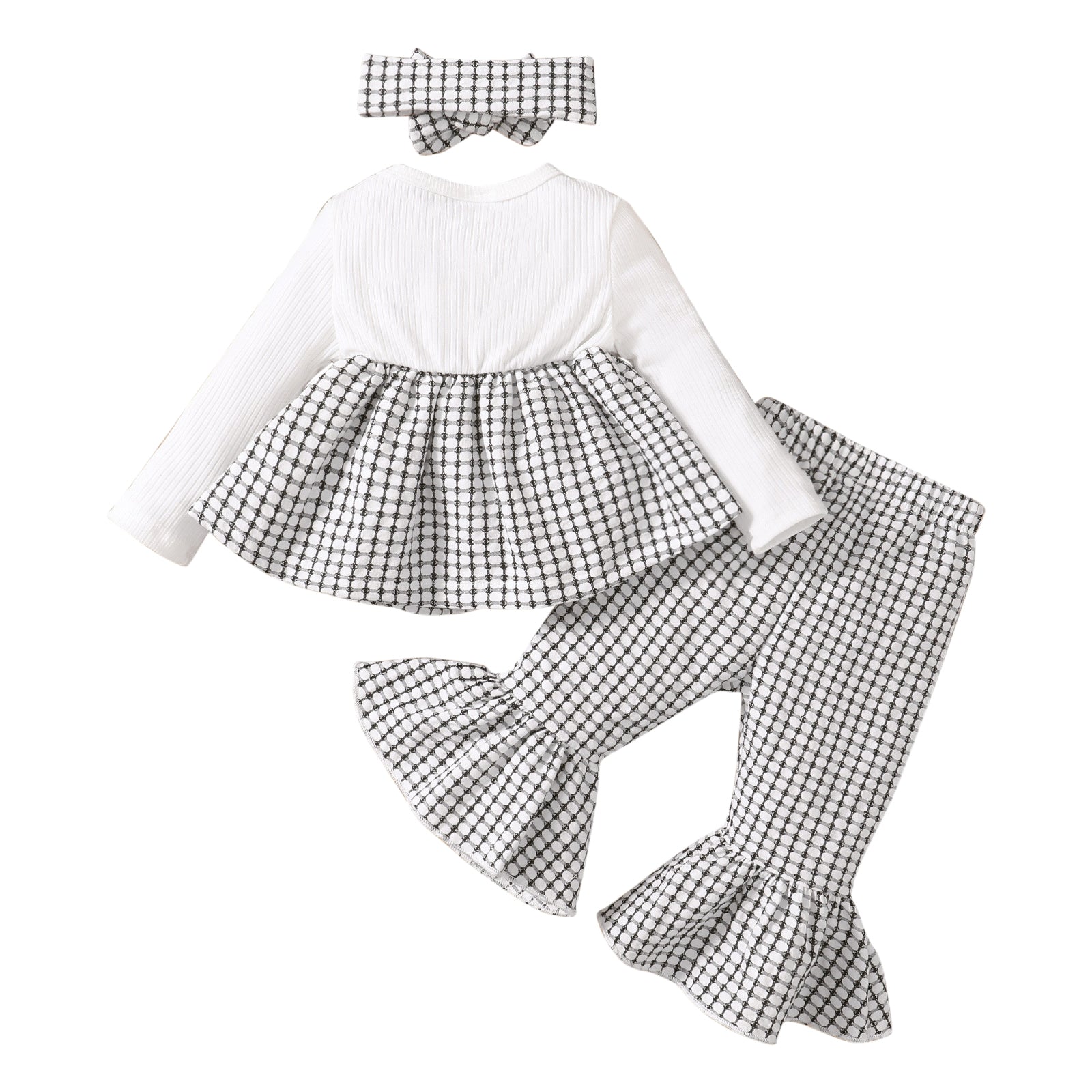 Infant Girls White & Black Checked Top with Trousers