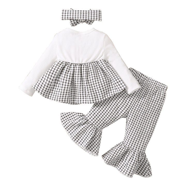 Infant Girls White & Black Checked Top with Trousers