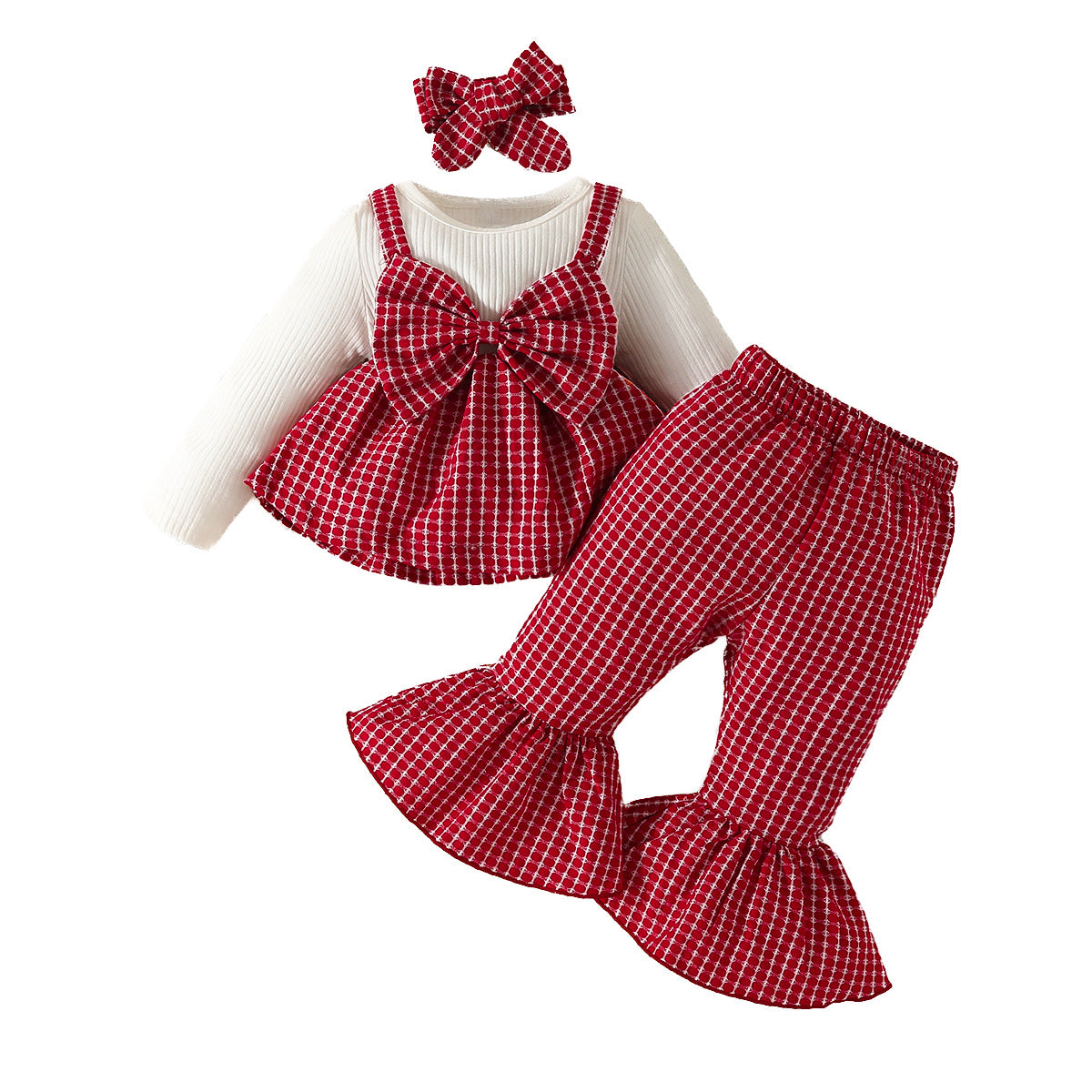 Infant Girls Red & White Checked Top with Trousers